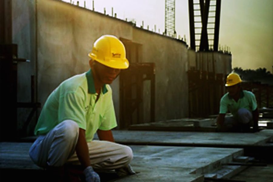 Civil works in progress on a road and infrastructure project