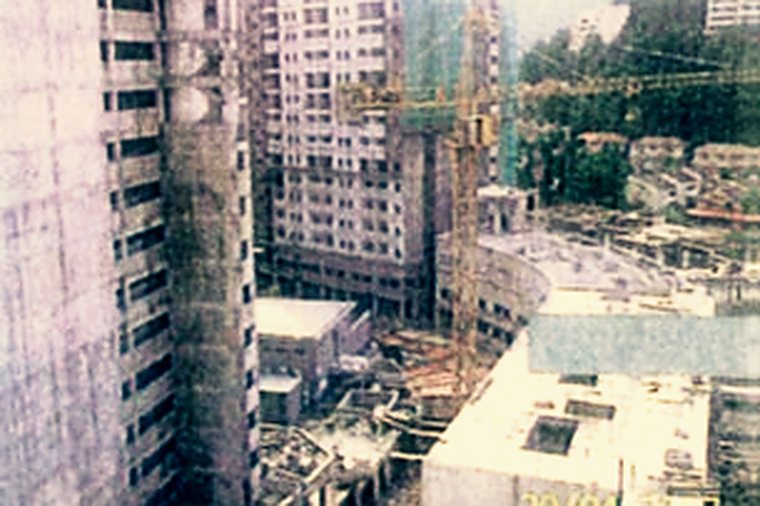 Elevated view of a construction site of the kind captured during drone monitoring