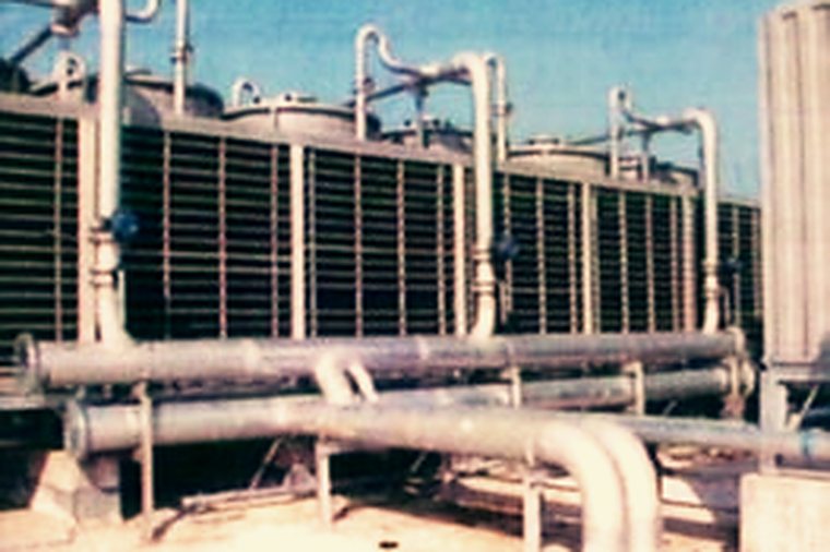 Air-conditioning plant and distribution pipework installed on a completed project